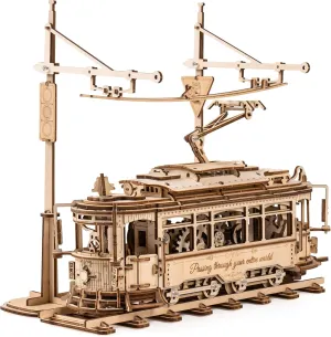 RoWood 3D Puzzles for Adults,Car Model Kit, 3D Wooden Puzzle Mechanical Tram Model,Wood Building Kit, Assembly Time 5H,Unique Gifts for Teens&Adults
