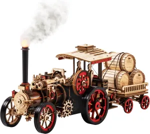 rowood 3D Puzzles for Adults,Steam Engine Model Kit,1:28 Scale Mechanical Steam Locomotive Wooden Puzzle,469PCS,Assembly Time 6H, Awesome Gifts for Adults&Teens