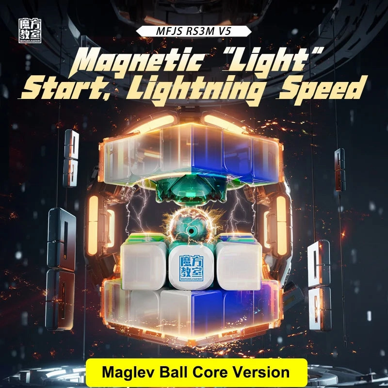 RS3M V5 Magnetic Magic Cube 3x3 - Professional Speed Cube with Maglev Ball Core