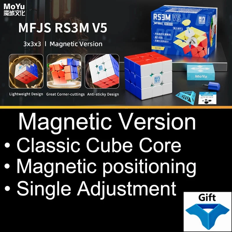RS3M V5 Magnetic Magic Cube 3x3 - Professional Speed Cube with Maglev Ball Core