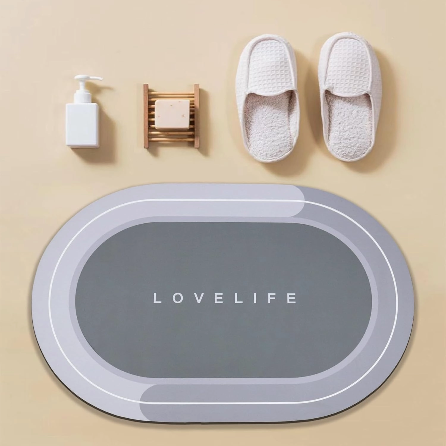 Rubber Bath mats Quick-Drying Non-Slip Bathroom mat Super Absorbent Bath mat Instant Dry Bath mat, Bathroom Rug in Front of The Kitchen Sink, Shower Room, Bathtub, Oval(Dark grey 16.9x26.7 16.9x35.4)