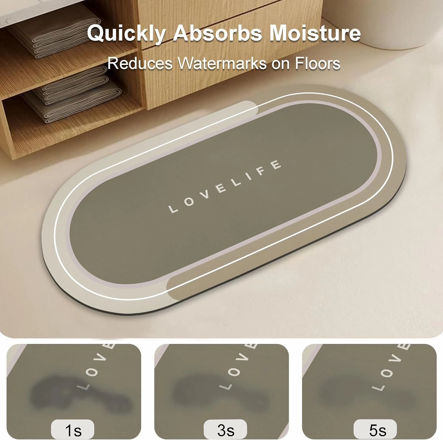 Rubber Bath mats Quick-Drying Non-Slip Bathroom mat Super Absorbent Bath mat Instant Dry Bath mat, Bathroom Rug in Front of The Kitchen Sink, Shower Room, Bathtub, Oval(Dark grey 16.9x26.7 16.9x35.4)