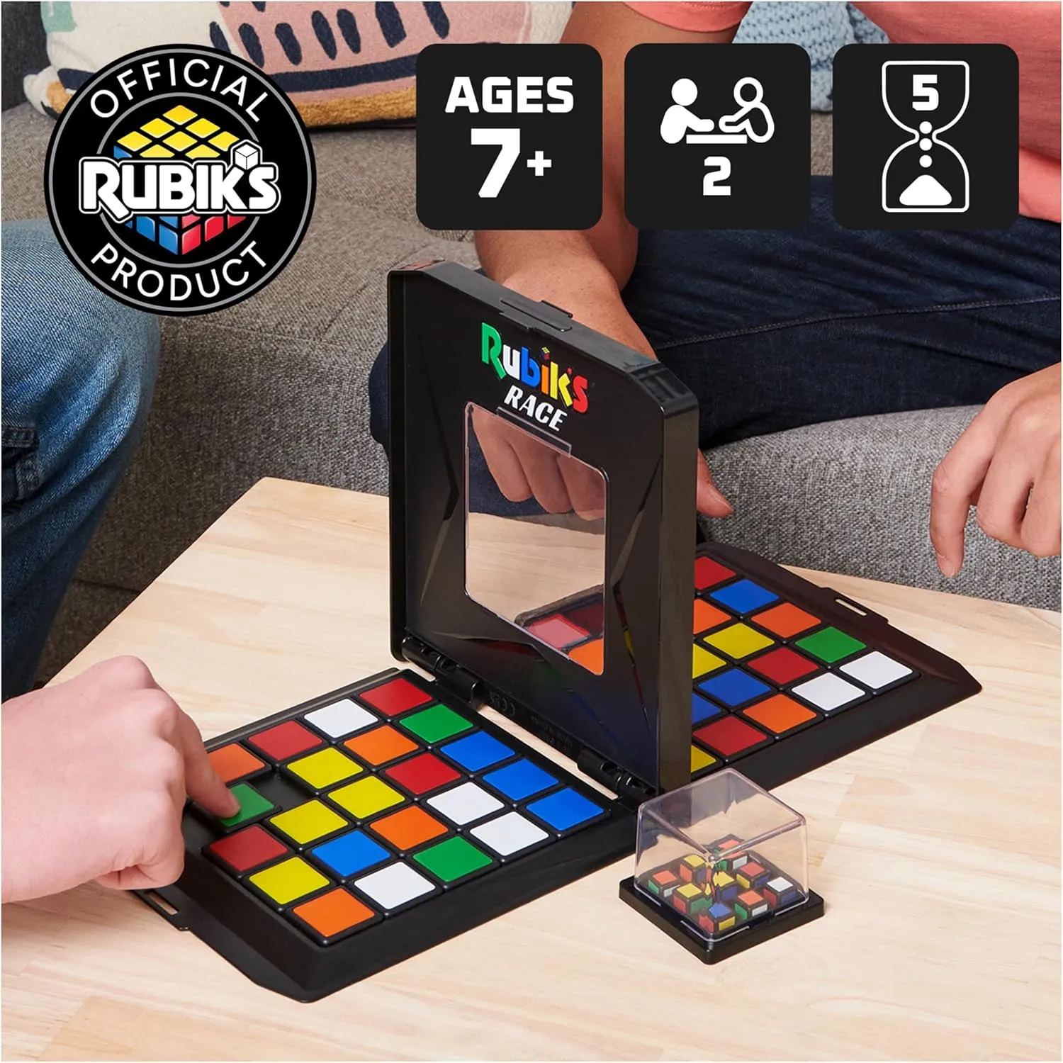 Rubik’s Cube, Rubik's Race Ace Edition, Classic Fast-Paced Puzzle Strategy Sequence Board Game, 2 Players, for Ages 7 & Up