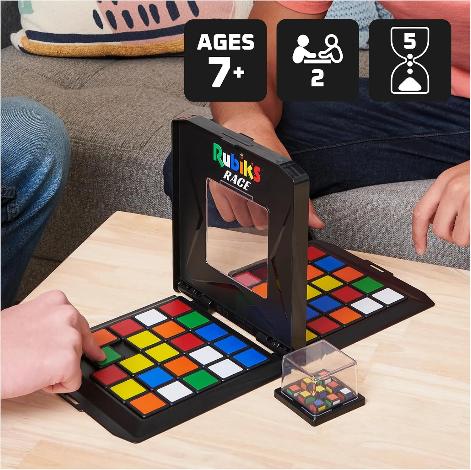 Rubik’s Cube, Rubik's Race Ace Edition, Classic Fast-Paced Puzzle Strategy Sequence Board Game, 2 Players, for Ages 7 & Up