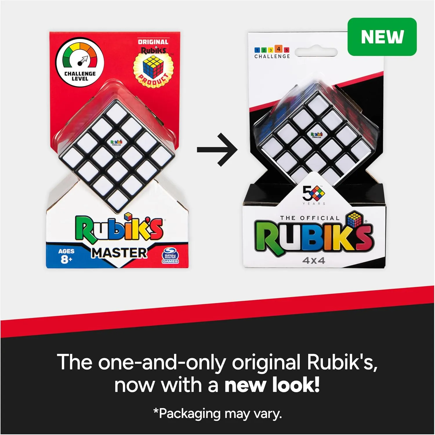 Rubik’s Cube, The Official 4x4 Rubik's Cube Classic Color-Matching Puzzle, Twisting Fidget Toy, Challenging Brain Teaser & Sensory Puzzle, for Ages 8 & Up