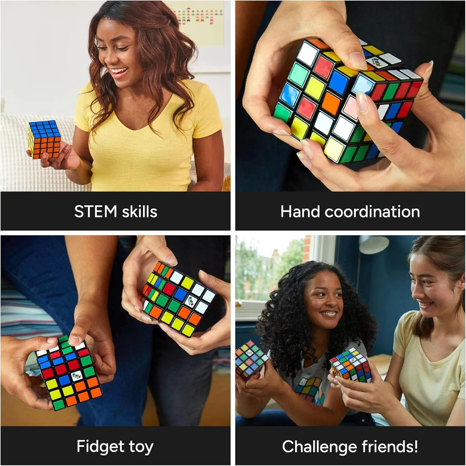 Rubik’s Cube, The Official 4x4 Rubik's Cube Classic Color-Matching Puzzle, Twisting Fidget Toy, Challenging Brain Teaser & Sensory Puzzle, for Ages 8 & Up
