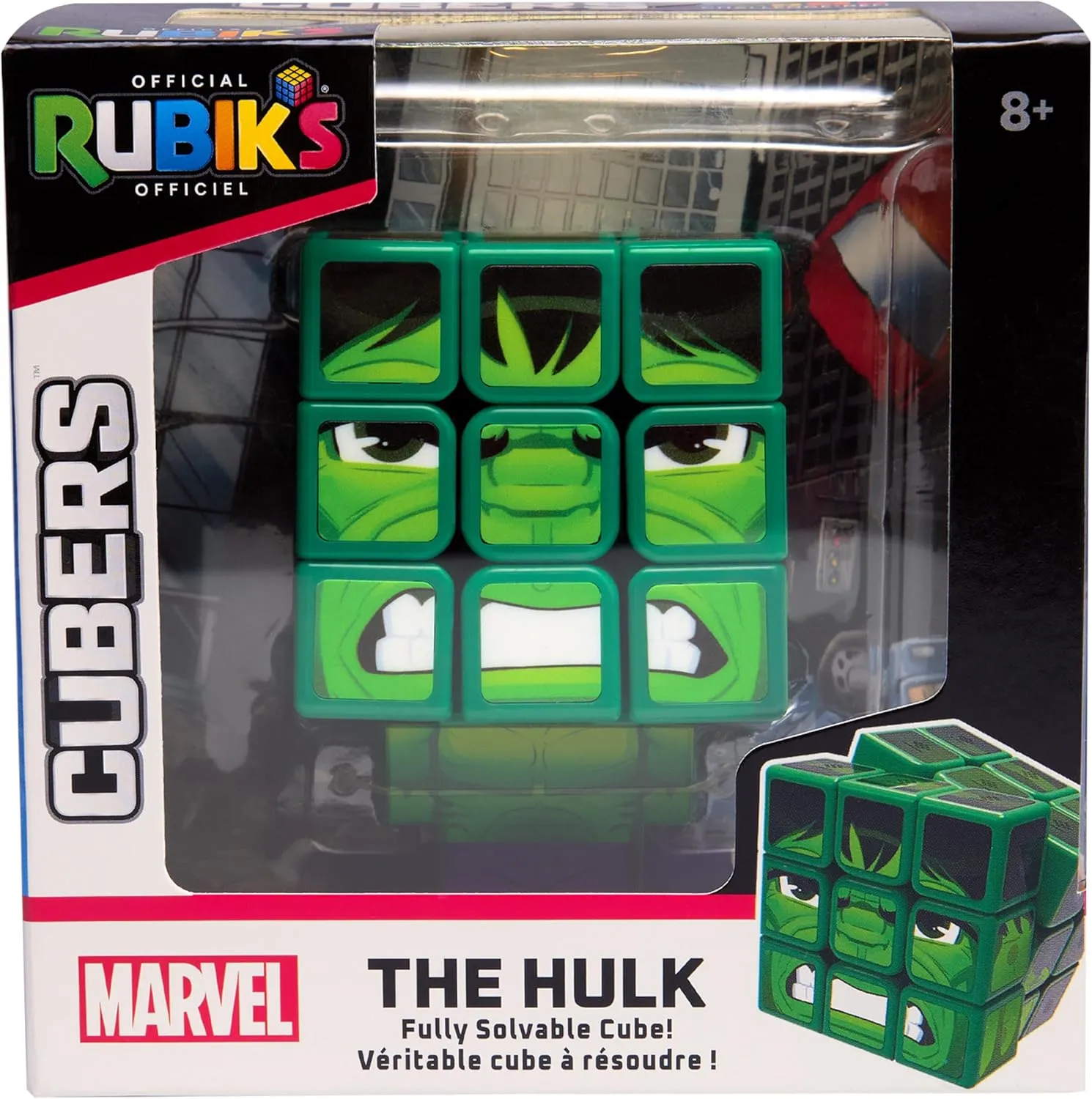 Rubik's Cubers Hulk 3x3 - Puzzle Game for Adults and Children - Rubiks Magic Cube - Original 3x3 Puzzle - Marvel Hulk Toy - Problem Solving Puzzle - Children's Puzzle - Children's Game 8 Years and