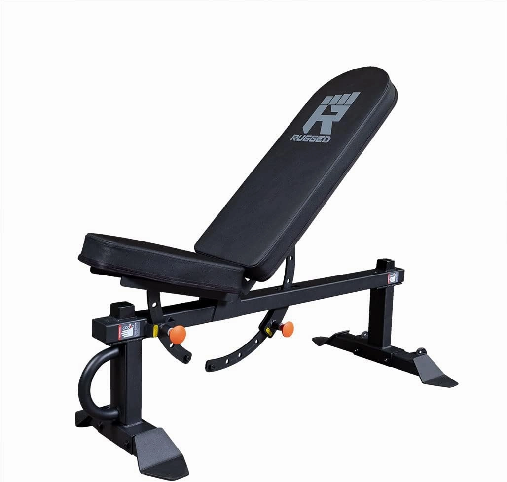 Rugged Fitness (Y001) Flat Adjustable Weight Bench for Home Gym, Incline Decline Weightlifting Workout Bench, Strength Training Equipment with 1500lbs Weights Capacity