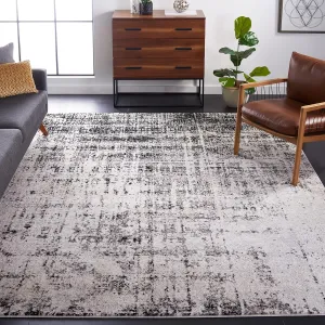 SAFAVIEH Adirondack Collection 8' Square Silver / Black ADR207D Modern Abstract Non-Shedding Living Room Bedroom Dining Home Office Area Rug