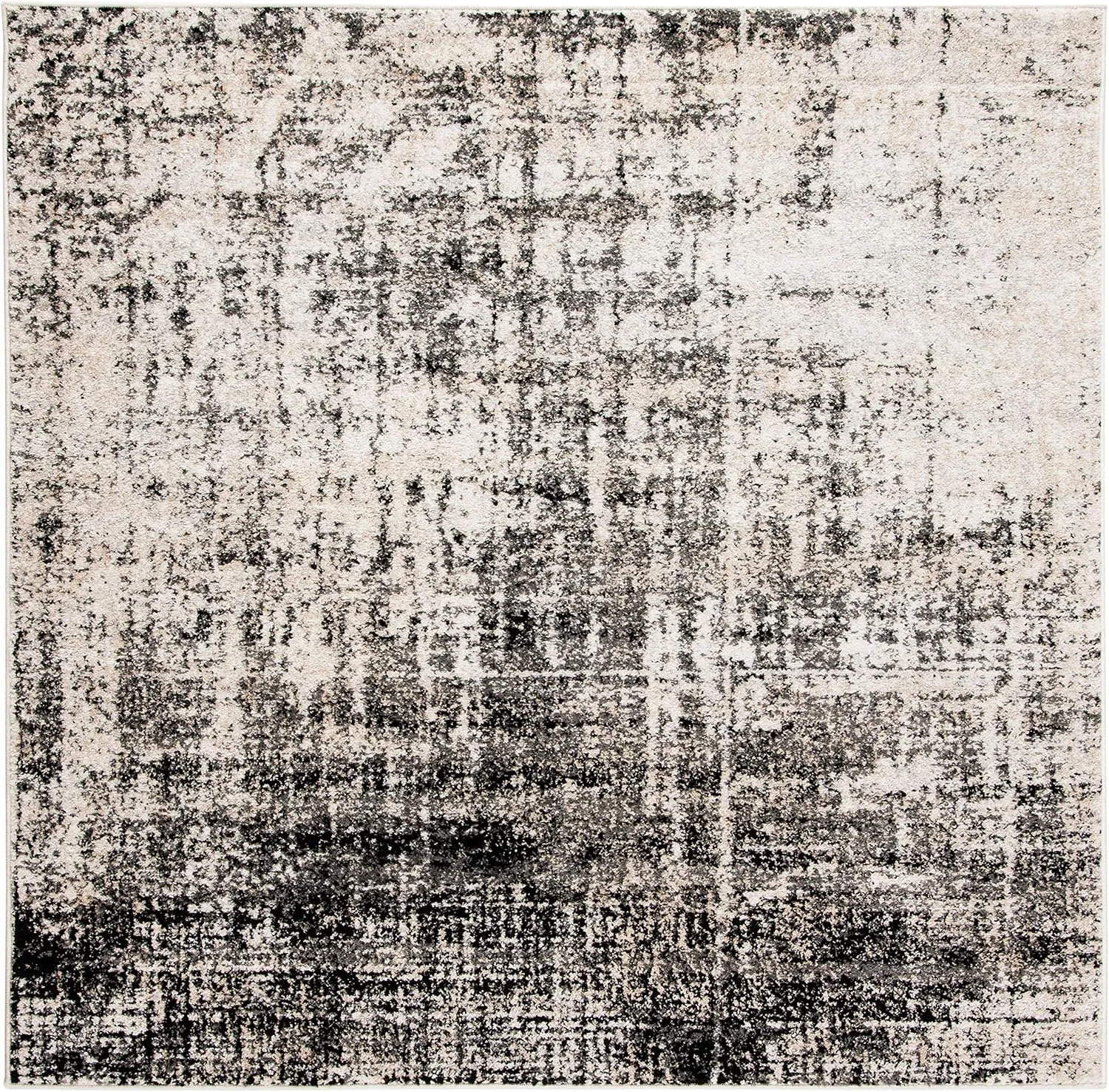 SAFAVIEH Adirondack Collection 8' Square Silver / Black ADR207D Modern Abstract Non-Shedding Living Room Bedroom Dining Home Office Area Rug