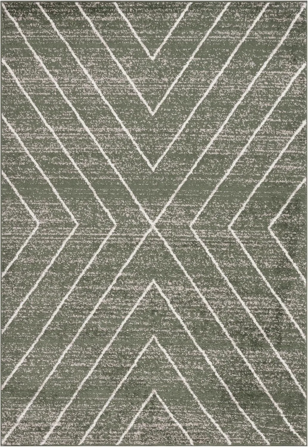 SAFAVIEH Adirondack Collection Area Rug - 6' x 9', Green & Ivory, Geometric Design, Ideal for High Traffic Areas in Living Room, Bedroom & Dining Room (ADR251X-6)