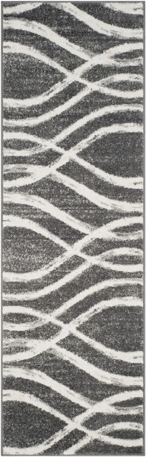 SAFAVIEH Adirondack Collection Area Rug - 9' x 12', Cream & Slate, Modern Wave Distressed Design, Non-Shedding & Easy Care, Ideal for High Traffic Areas in Living Room, Bedroom (ADR125T)