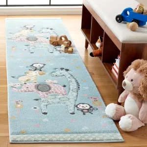 SAFAVIEH Carousel Kids 100 Collection Runner Rug - 8' Runner, Blue, Transitional Design, Stain Resistant, Ideal for High Traffic Areas in Hallway, Bathroom & Kitchen (CRK120K-28)
