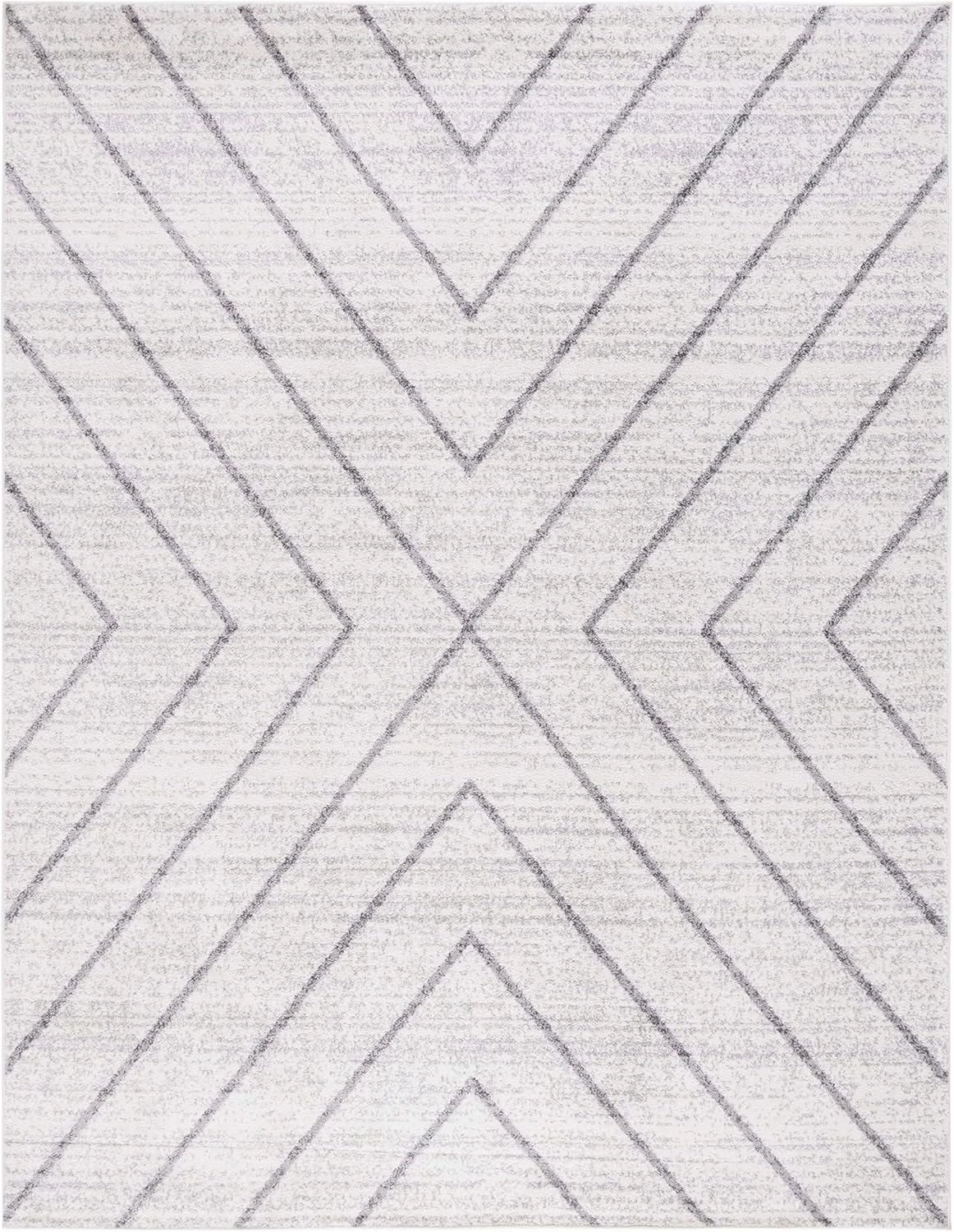 SAFAVIEH Adirondack Collection Area Rug - 9' x 12', Ivory & Dark Grey, Modern Geometric Design, Non-Shedding & Easy Care, Ideal for High Traffic Areas in Living Room, Bedroom (ADR251B)