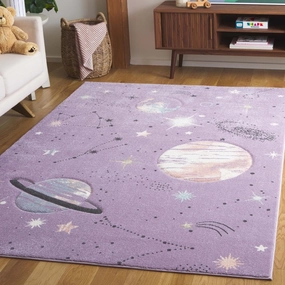 SAFAVIEH Carousel Kids 100 Collection Area Rug - 5'3" x 7'6", Purple & Orange, Transitional Design, Stain Resistant, Ideal for High Traffic Areas in Living Room, Bedroom & Dining Room (CRK122V-5)