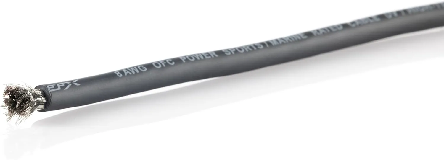 Scosche EFX PW8GY-250 8 Gauge OFC Wire, 8 AWG Pure Copper Power Ground Wire Cable (250ft Gray) True Spec and Soft Touch Welding Wire, Battery Cable Wire, Automotive Wire, Car Audio Stereo, RV Trailer