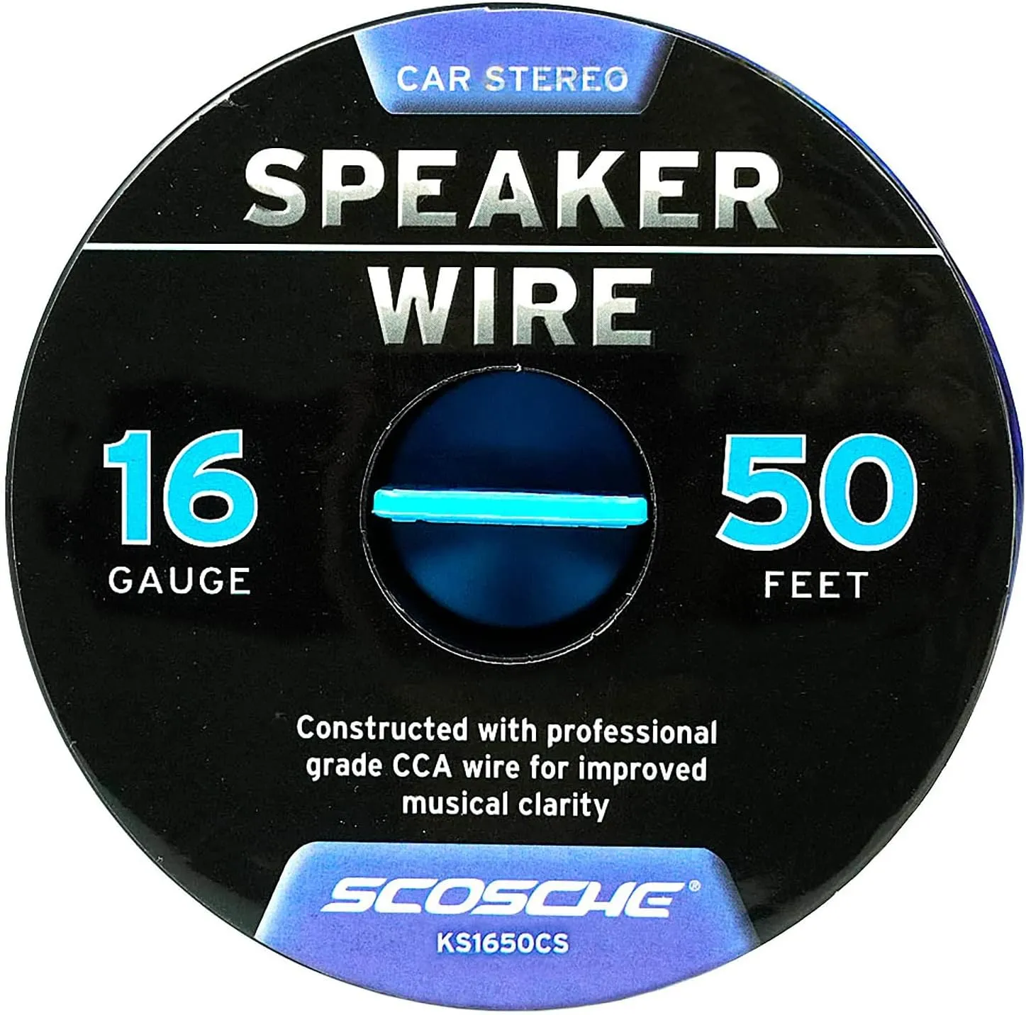 Scosche KS1650CS 16 Gauge CCA Car Stereo Speaker Wire - 50 Foot Spool