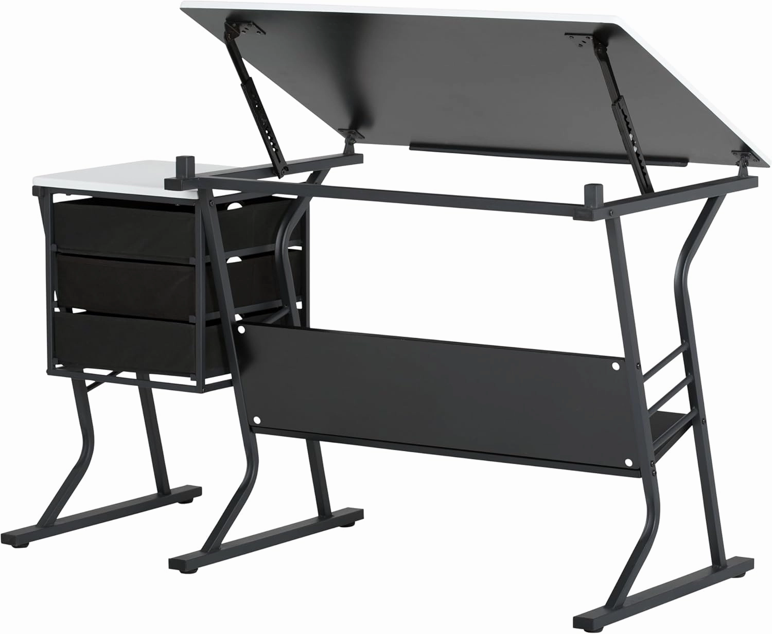 SD Studio Designs 2 Piece Eclipse Ultra Center/Drawing Table with Stool, Angle Adjustable Top, Storage Shelves, and Drawers