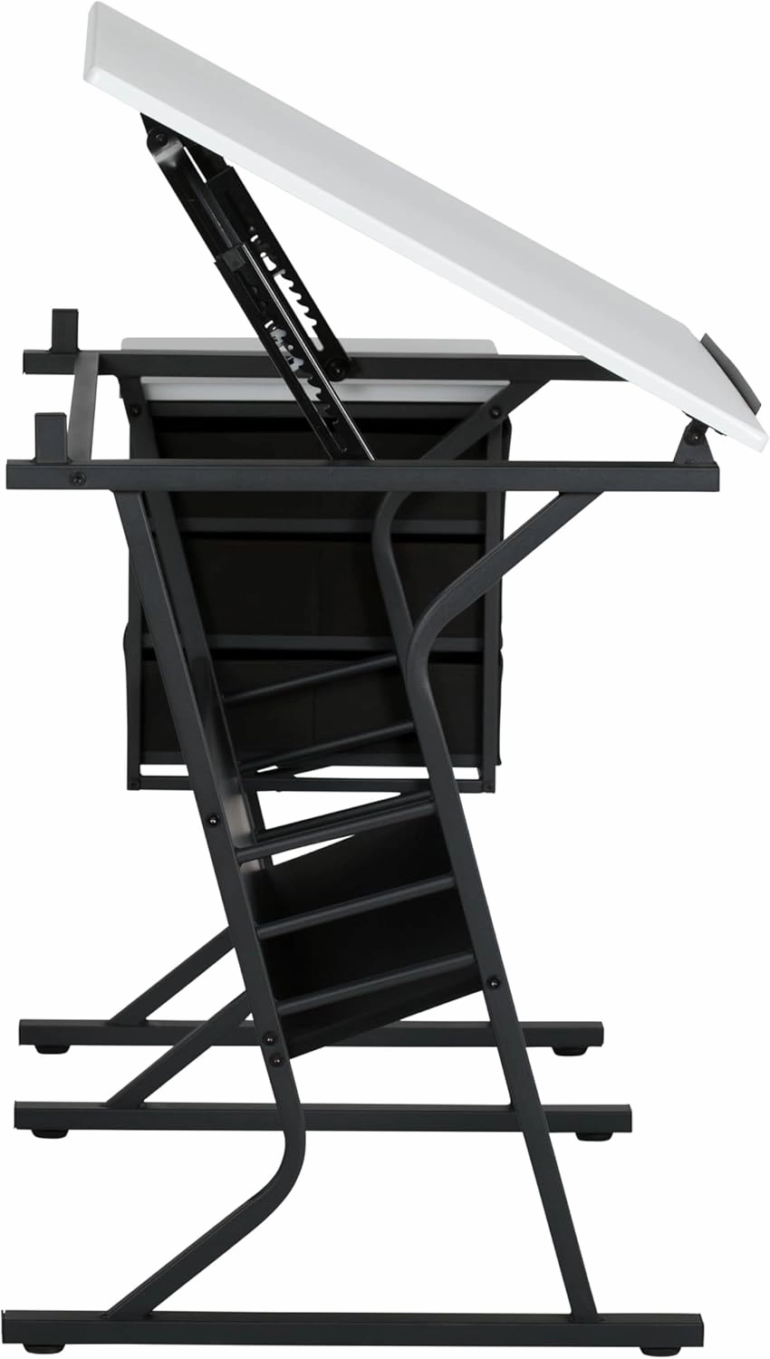 SD Studio Designs 2 Piece Eclipse Ultra Center/Drawing Table with Stool, Angle Adjustable Top, Storage Shelves, and Drawers
