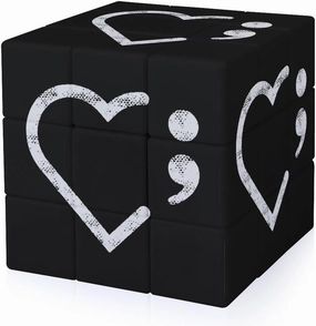 Semicolon Suicide Prevention Funny 3x3x3 Cube Smooth Lightweight Puzzle for Adult Graphic Printing Travel