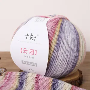 SHIKE Cloud-Cluster Multicolor Rainbow Yarn for Knitting&Crocheting.Soft Wool Acrylic Cotton Blended Yarn.Gradient Space-Dyed Air Yarn (YT12)