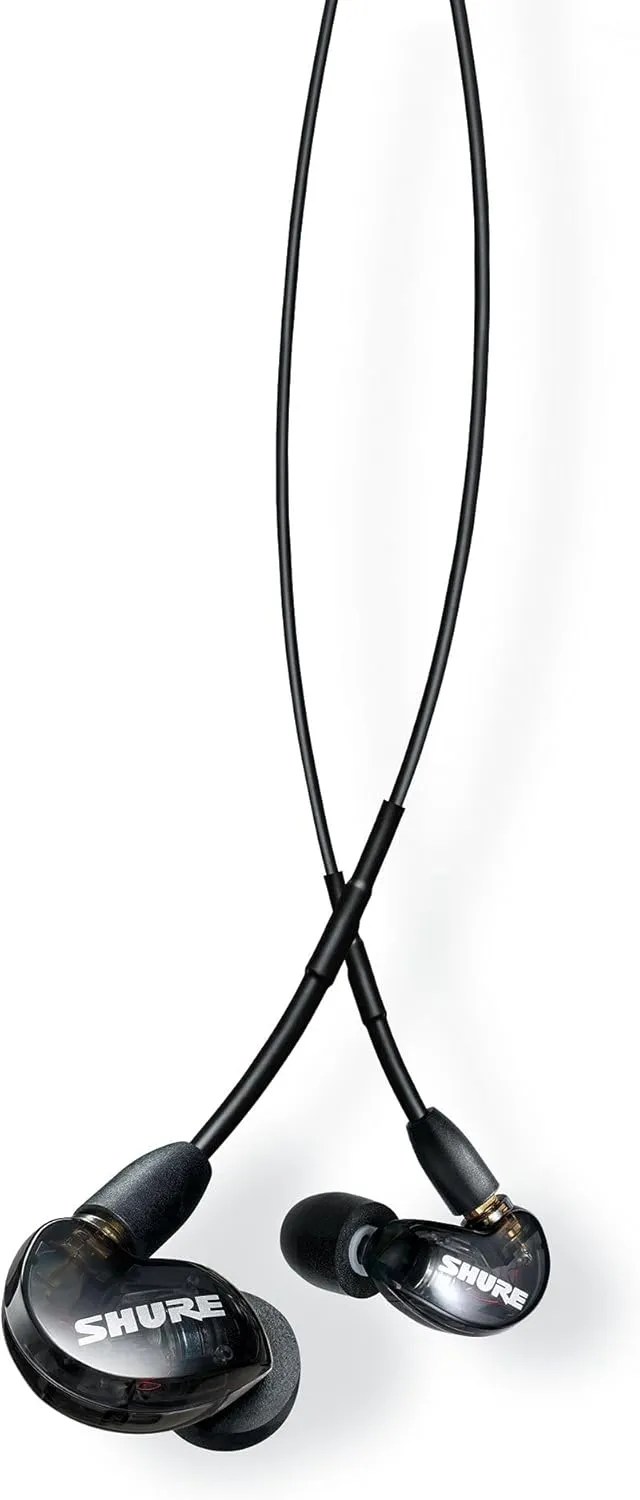 Shure AONIC 215 Wired Sound Isolating Earbuds, Clear Sound, Single Driver, Secure in-Ear Fit, Detachable Cable, Durable Quality, Compatible with Apple & Android Devices - Black