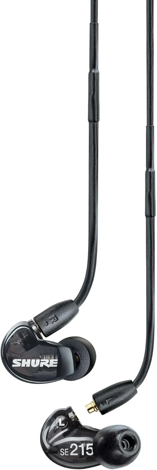 Shure AONIC 215 Wired Sound Isolating Earbuds, Clear Sound, Single Driver, Secure in-Ear Fit, Detachable Cable, Durable Quality, Compatible with Apple & Android Devices - Black