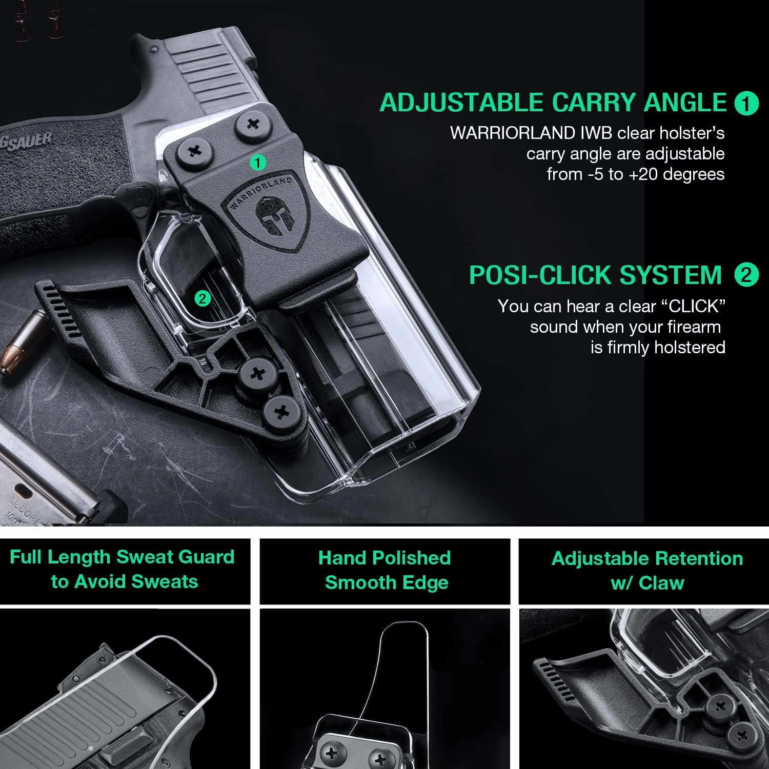 Sig P365 Holster IWB KYDEX Holster Fit: Sig Sauer P365 / P365 SAS / P365X (Not Fit P365 X-Macro), Inside Waistband Concealed Carry Holsters P365 P365SAS, Adj Cant & Retention, Posi-Click, Open Bottom