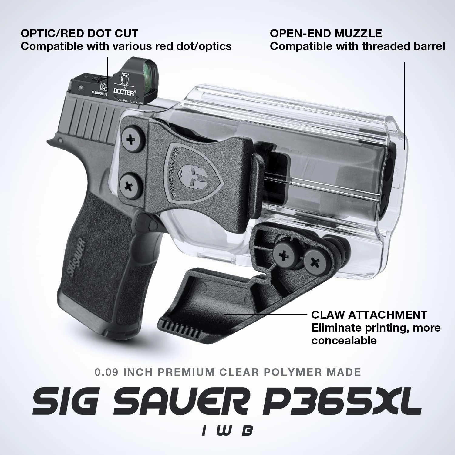Sig P365 Holster IWB KYDEX Holster Fit: Sig Sauer P365 / P365 SAS / P365X (Not Fit P365 X-Macro), Inside Waistband Concealed Carry Holsters P365 P365SAS, Adj Cant & Retention, Posi-Click, Open Bottom