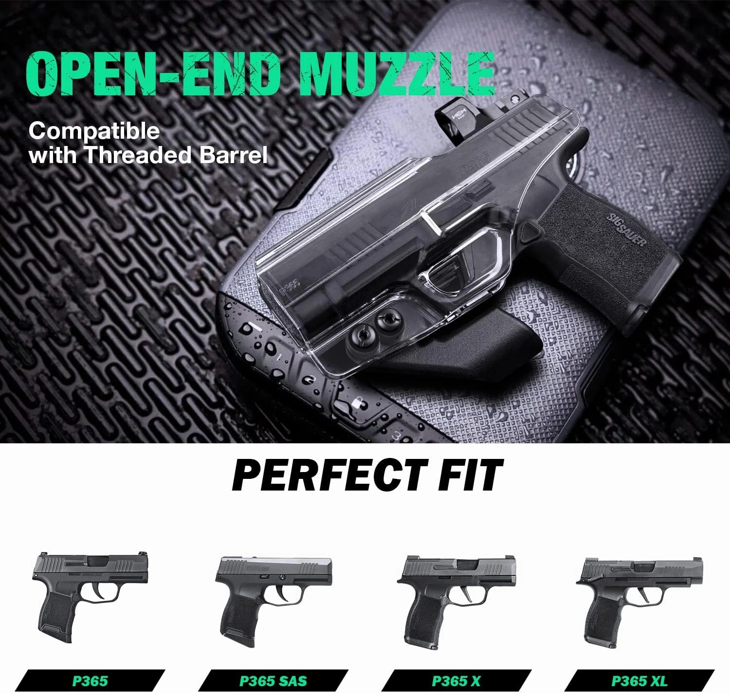 Sig P365 Holster IWB KYDEX Holster Fit: Sig Sauer P365 / P365 SAS / P365X (Not Fit P365 X-Macro), Inside Waistband Concealed Carry Holsters P365 P365SAS, Adj Cant & Retention, Posi-Click, Open Bottom