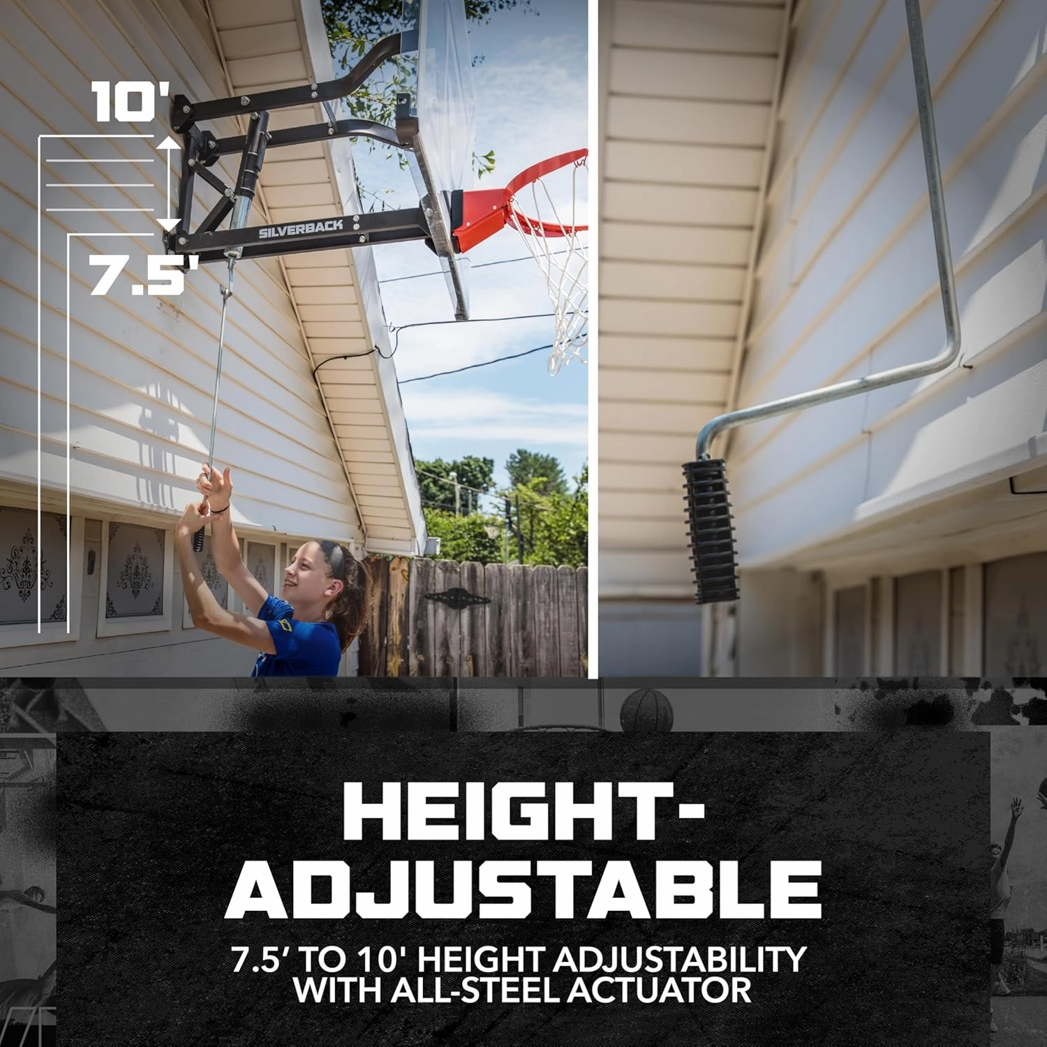 Silverback NXT 54" Wall Mounted Adjustable-Height and Fixed Basketball Hoop with QuickPlay Design