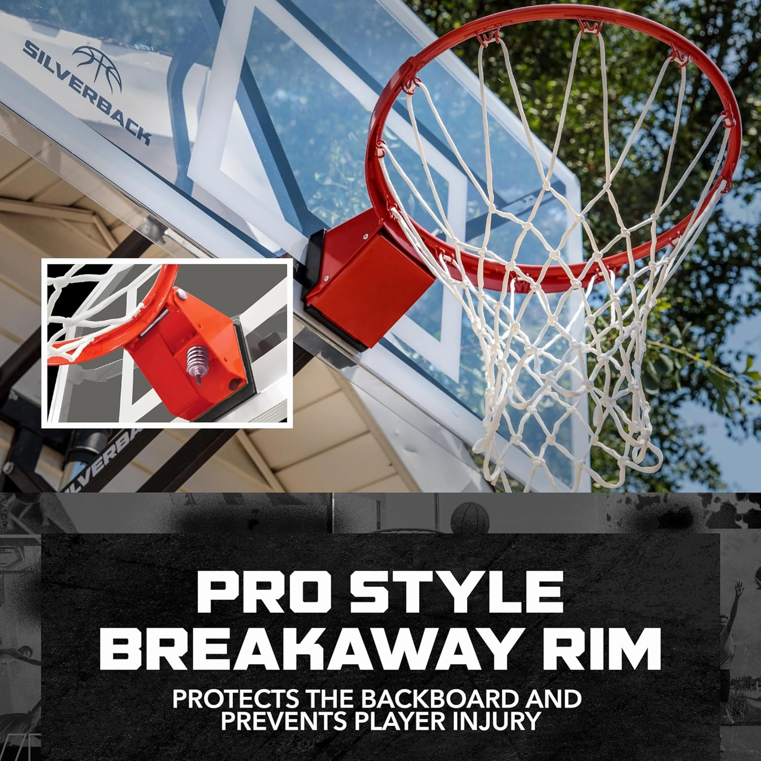 Silverback NXT 54" Wall Mounted Adjustable-Height and Fixed Basketball Hoop with QuickPlay Design
