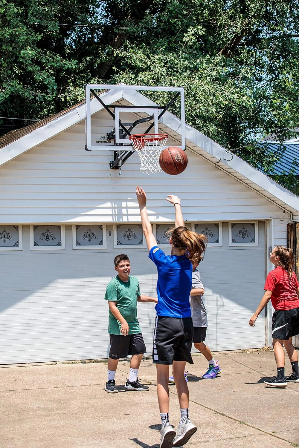 Silverback NXT 54" Wall Mounted Adjustable-Height and Fixed Basketball Hoop with QuickPlay Design