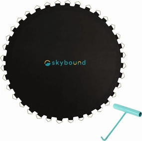 SkyBound Replacement Trampoline Mat, Fits 14ft Frames w/Spring Tool and Durable V-Rings, Bounce Safely with Extra Rows of Stitching