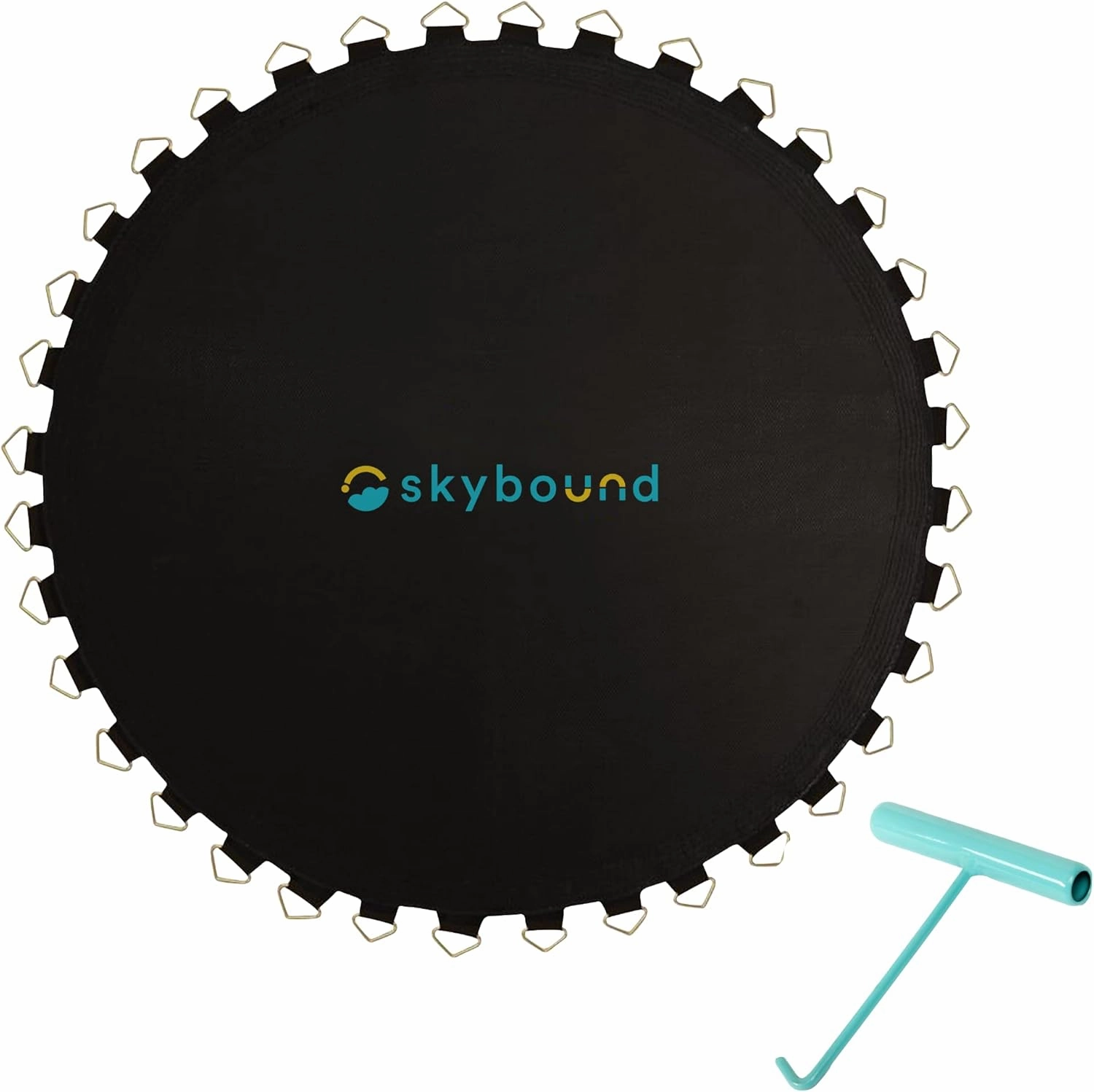 SkyBound Replacement Trampoline Mat, Fits 14ft Frames w/Spring Tool and Durable V-Rings, Bounce Safely with Extra Rows of Stitching