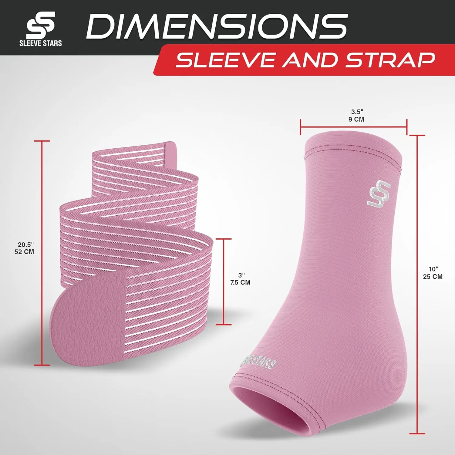 Sleeve Stars Ankle Brace for Sprained Ankle, Plantar Fasciitis Relief Ankle Support for Men and Women, Ankle Compression Sleeve w/ Strap (Single/Baby Pink)