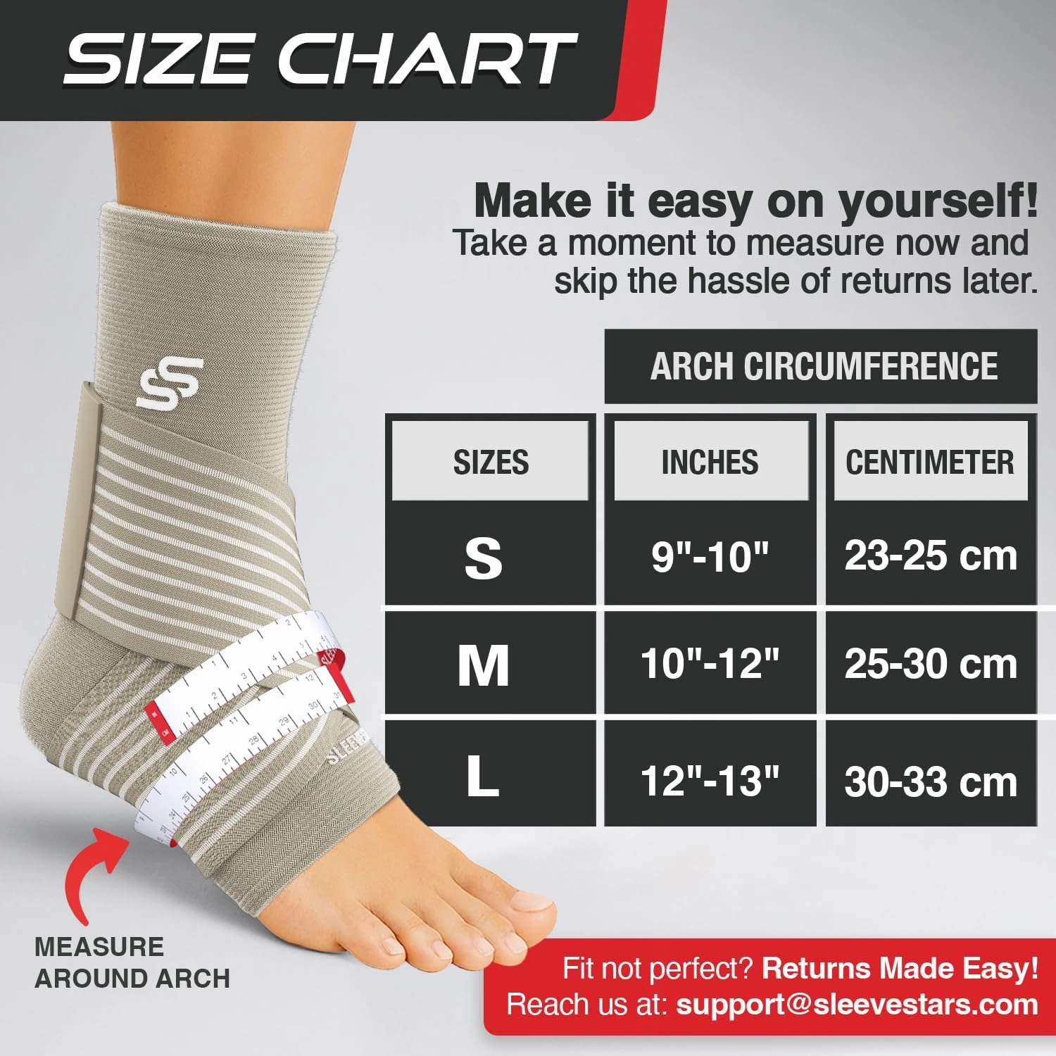 Sleeve Stars Ankle Brace for Sprained Ankle, Plantar Fasciitis Relief Ankle Support for Women, Ankle Compression Sleeve w/ Strap (Single/Beige)