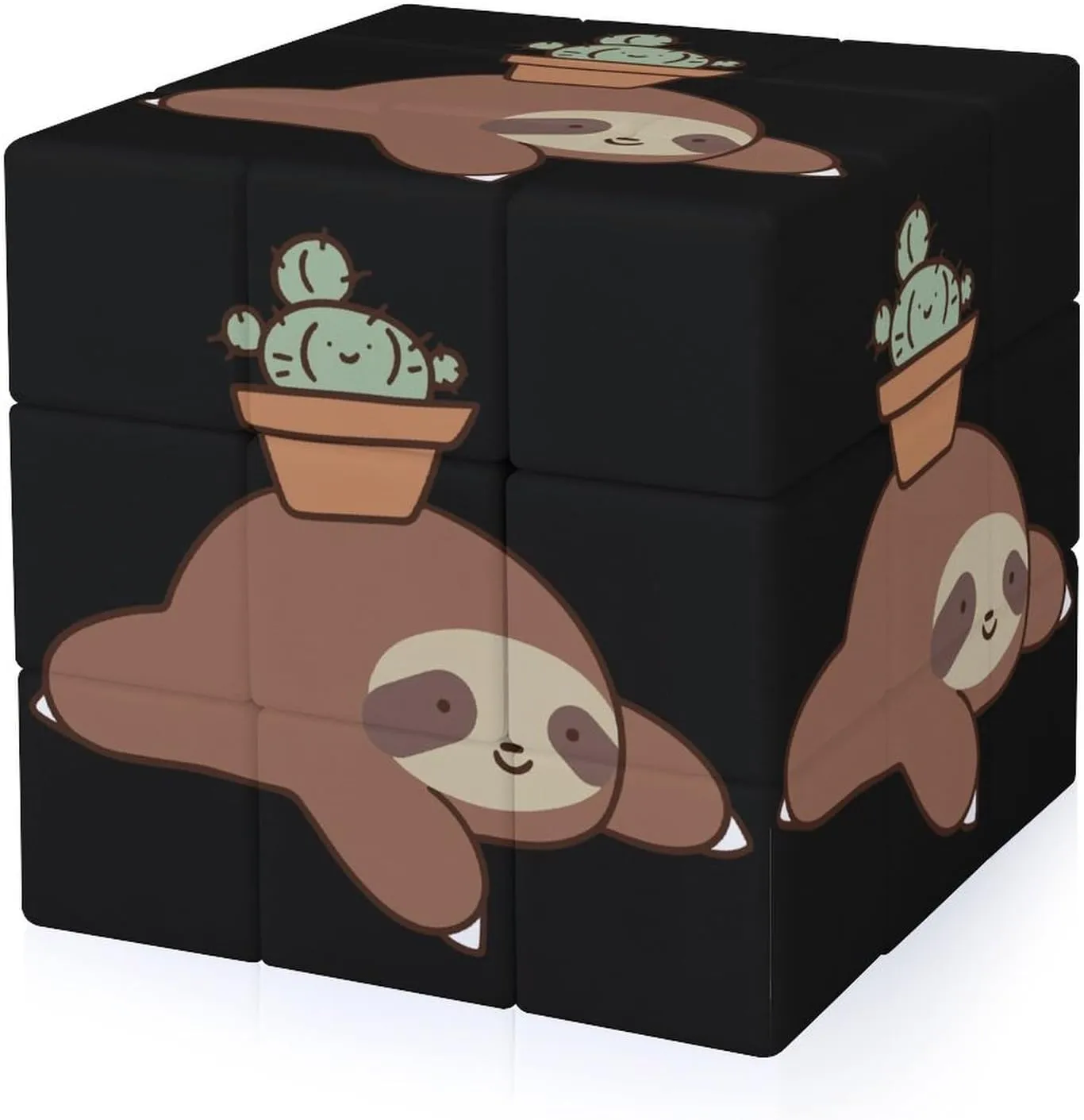 Sloth and Cactus Adults 3x3x3 Color-Matching Smooth Fully Printed Cube Gift