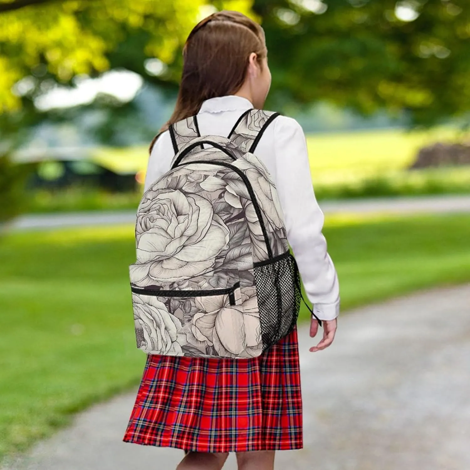 Small Backpacks Personalized Drawing of Flowers Printing Travel Bag Lightweight Travel Backpack For Women Men