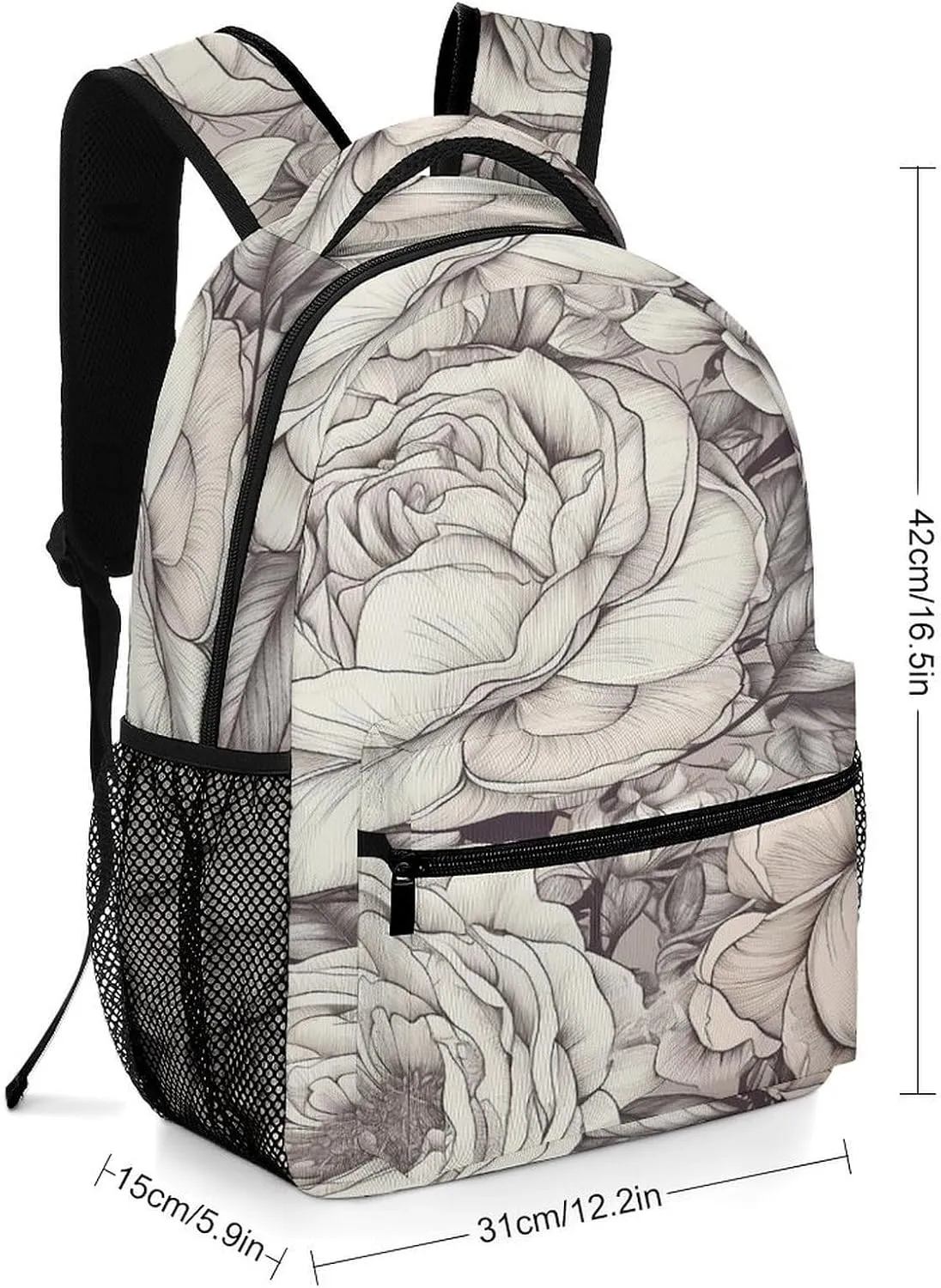 Small Backpacks Personalized Drawing of Flowers Printing Travel Bag Lightweight Travel Backpack For Women Men