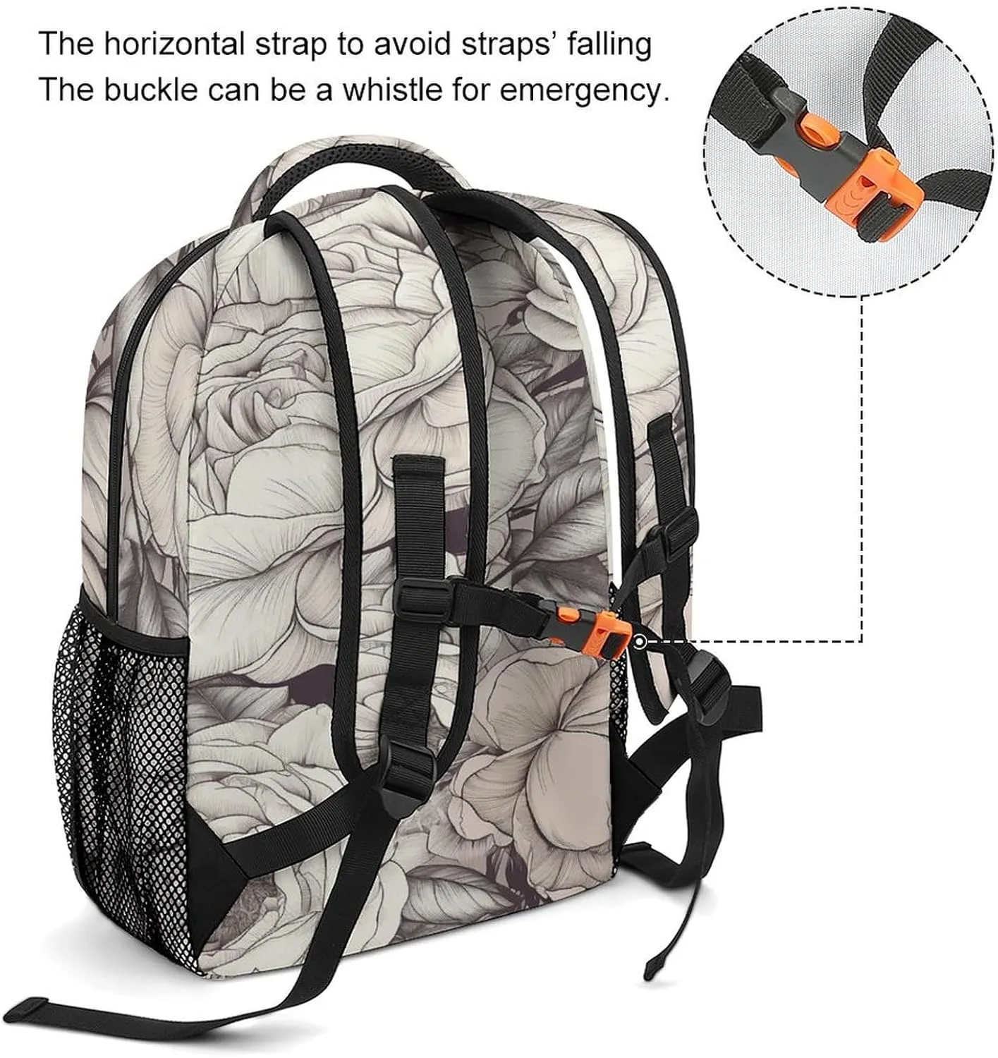 Small Backpacks Personalized Drawing of Flowers Printing Travel Bag Lightweight Travel Backpack For Women Men