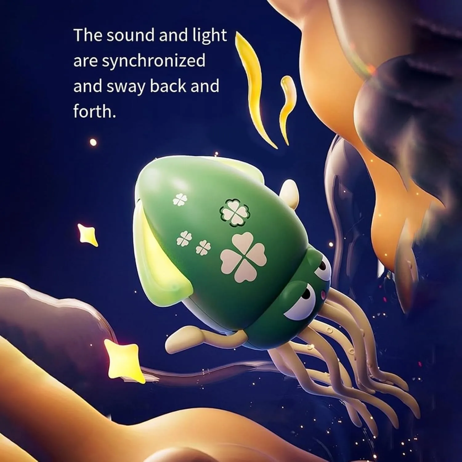 Smart Tentacle Explorer, Wiggly Wonder Octopus, Playful Octopus, Electric Auto-Avoid Electric Crawling, Dancing with LED Lights & Music, Smart Wiggly Robotic Octopuses (B Yellow)