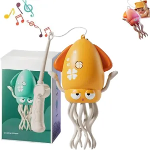 Smart Tentacle Explorer, Wiggly Wonder Octopus, Playful Octopus, Electric Auto-Avoid Electric Crawling, Dancing with LED Lights & Music, Smart Wiggly Robotic Octopuses (B Yellow)