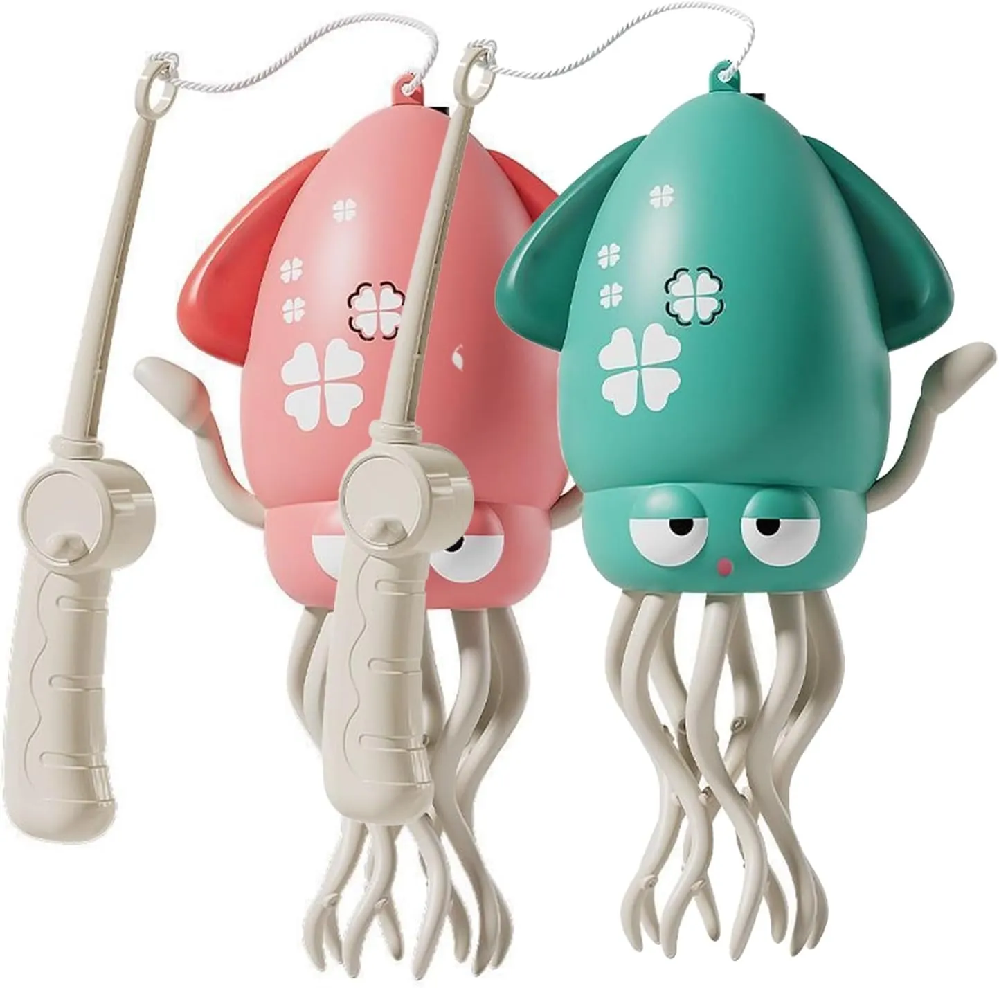 Smart Tentacle Explorer Wiggly Wonder Playful Dancing Octopus Toy – Electric Crawling Magic Octopus with LED Lights & Music, Obstacle Avoidance, Interactive Auto-Dance Pet Toy(2pcs-C,Fishing Rod)