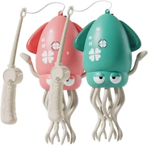 Smart Tentacle Explorer Wiggly Wonder Playful Dancing Octopus Toy – Electric Crawling Magic Octopus with LED Lights & Music, Obstacle Avoidance, Interactive Auto-Dance Pet Toy(2pcs-C,Fishing Rod)