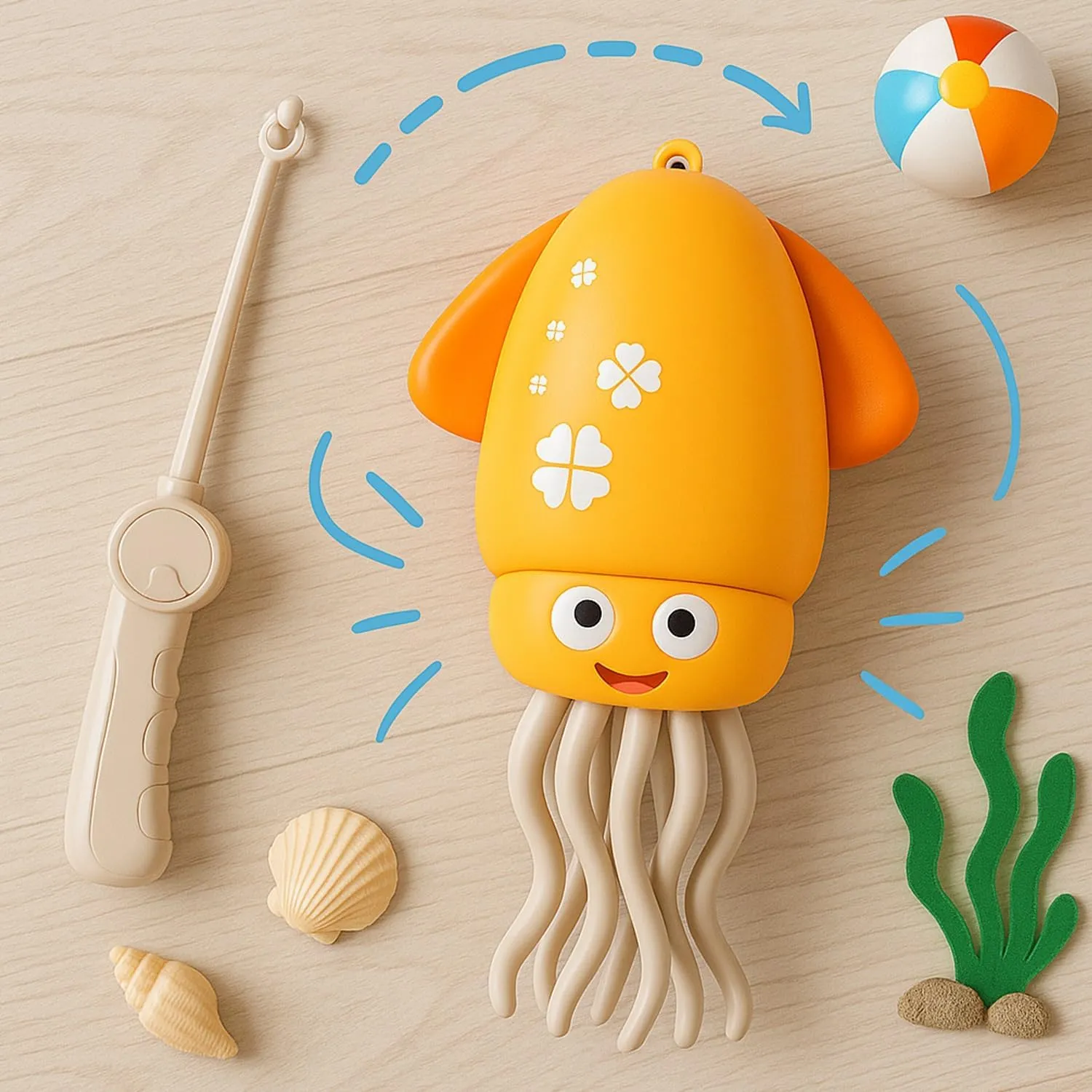 Smart Tentacle Explorer Wiggly Wonder Playful Dancing Octopus Toy – Electric Crawling Magic Octopus with LED Lights & Music, Obstacle Avoidance, Interactive Auto-Dance Pet Toy(2pcs-C,Fishing Rod)