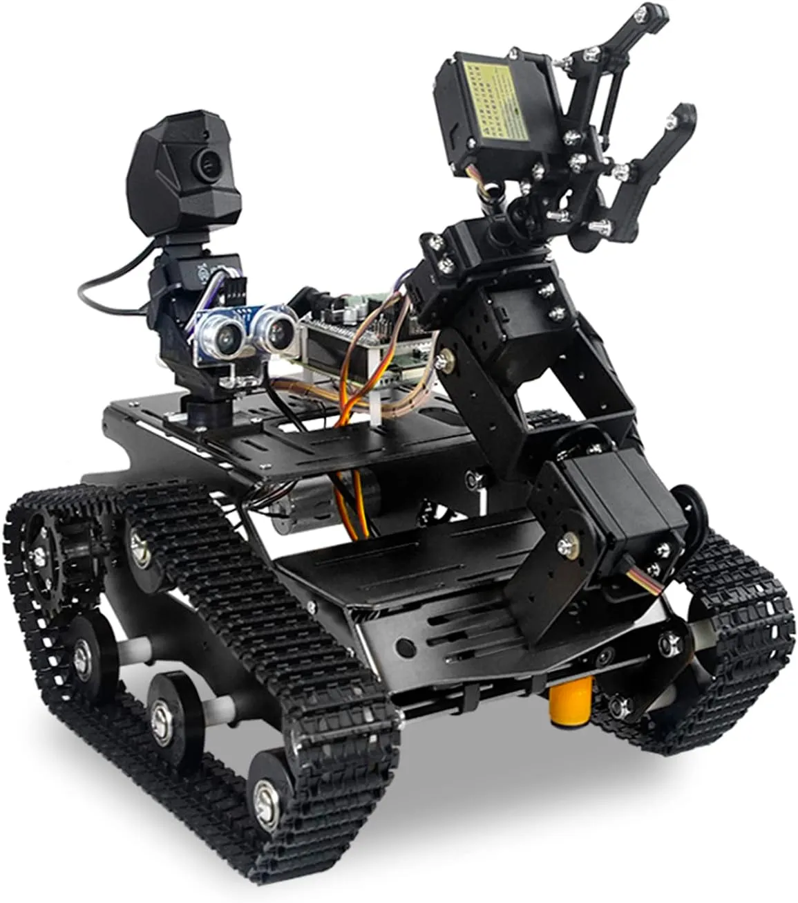 Smart WiFi Robot Kit for Raspberry Pi 5 4B 3B, 4DOF Robotic Arm Track Tank Chassis Robot Car with HD Camera Ultrasonic Infrared Sensor Programming Project for 14 (without Raspberry Pi)
