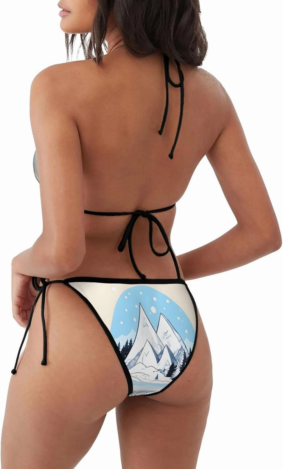 Snow-Capped Mountains Women's Bikini Set Swimsuit with Adjustable Straps for Beach Pool.
