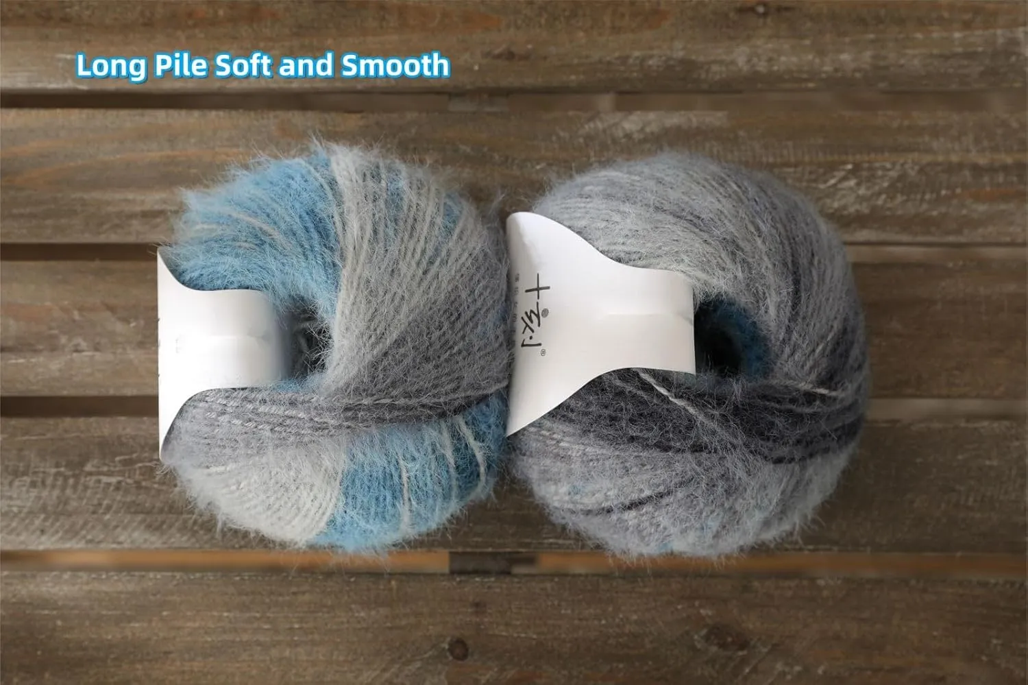 Snowbaby Wool Acrylic Blend Long Pile Yarn,(Worsted) Luxurious Fuzzy Multicolor Gradient Yarn for Knitting and Crocheting Hat Scarf Sweater, 2 * 3.52oz/100g 207yds(51-Blue Sea Dark Clouds)