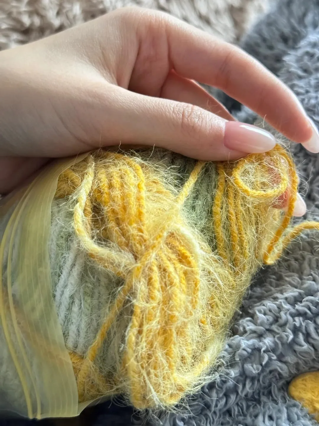 Snowbaby Wool Acrylic Blend Long Pile Yarn,(Worsted) Luxurious Fuzzy Multicolor Gradient Yarn for Knitting and Crocheting Hat Scarf Sweater, 2 * 3.52oz/100g 207yds(52-Morning Rice Paddies)